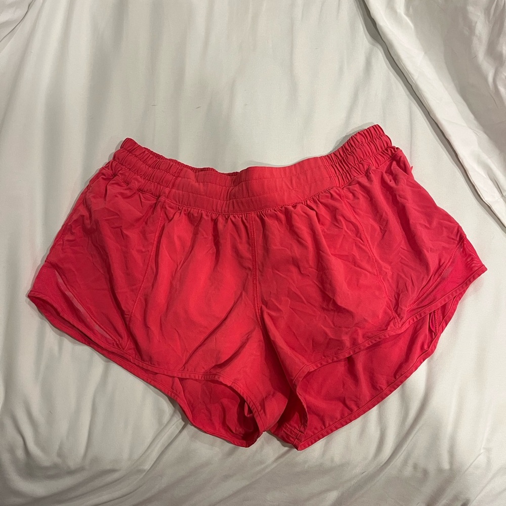 Lululemon pink hottie hot short low rise size 12 paint stain on back